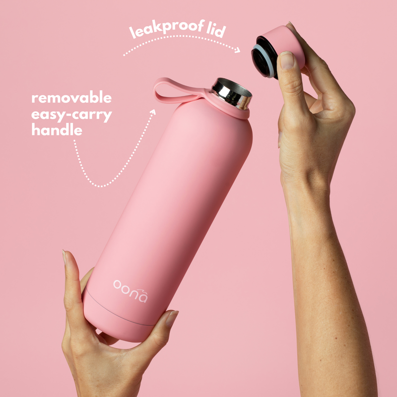 Pink bottle with leakproof lid